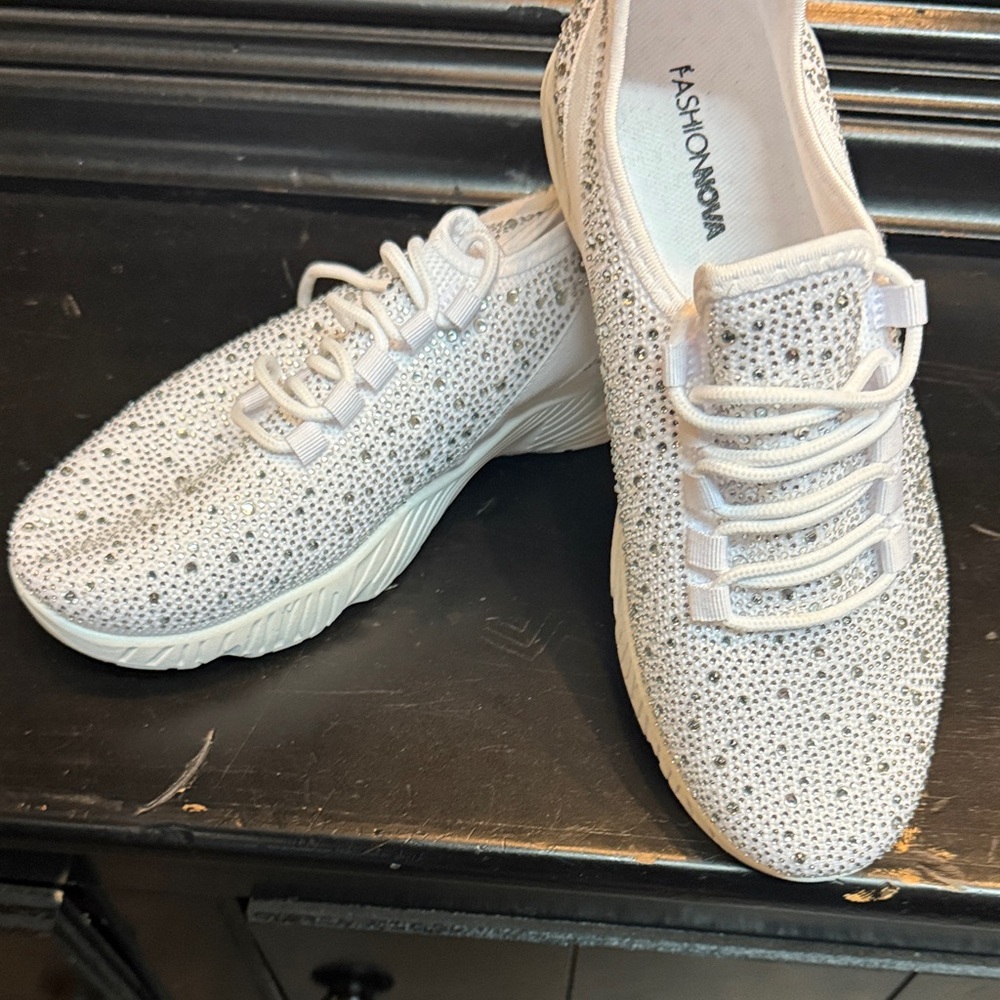 Fashion Nova Sparkling White Sneakers